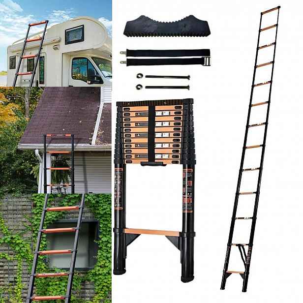 Víceúčelový teleskopický žebřík 5,1 m, 13 stupňů, nosnost 150 kg