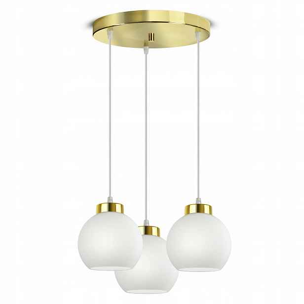 Závěsná stropní lampa Lustr Zlatá Skleněná Bílá Kule Glass EZ3 Led E27