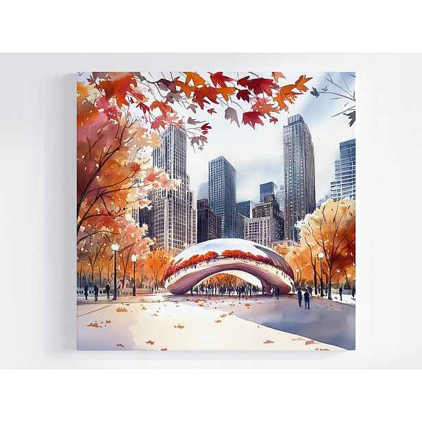 Plátno Obraz Na Plátně Chicago Cloud Gate Bean Sculpture 50x50