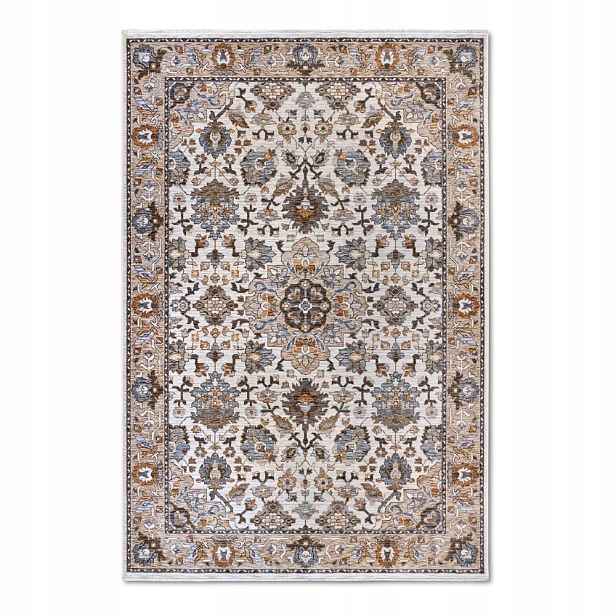 Koberec do obývacího pokoje o rozměrech 200 x 265 cm, klasický hnědo krémový s třásněmi
