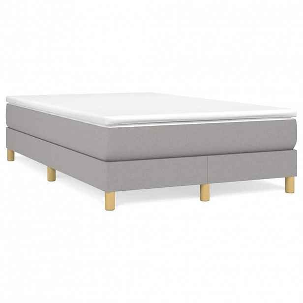 vidaXL Box spring postel s matrací světle šedá 120 x 200 cm textil