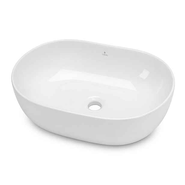 Ak furniture Keramické umyvadlo na desku ELIPSE 49 cm lesklé bílé