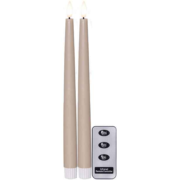 LED svíčka 2 ks výška 28,5 cm Star Trading Flamme Slim - béžová