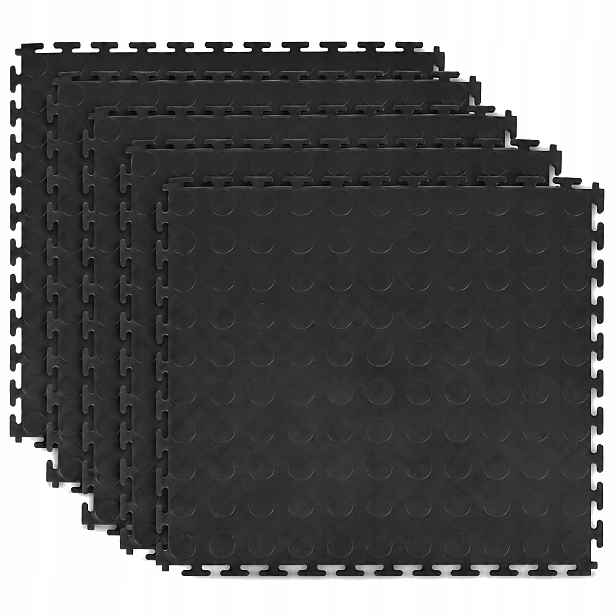 Modulová Podlaha do garáže, garážová dlaždice Pc 50x50x0,6 cm, černá, sada 5 ks