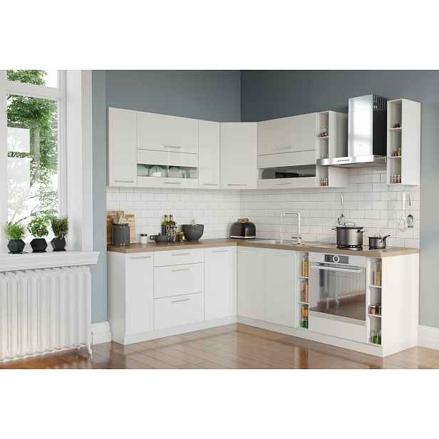 Rohová kuchyně TIFFANY 190x230, bílý lesk
