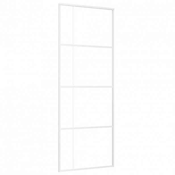 vidaXL Posuvné dveře mléčné ESG sklo a hliník 76 x 205 cm bílé