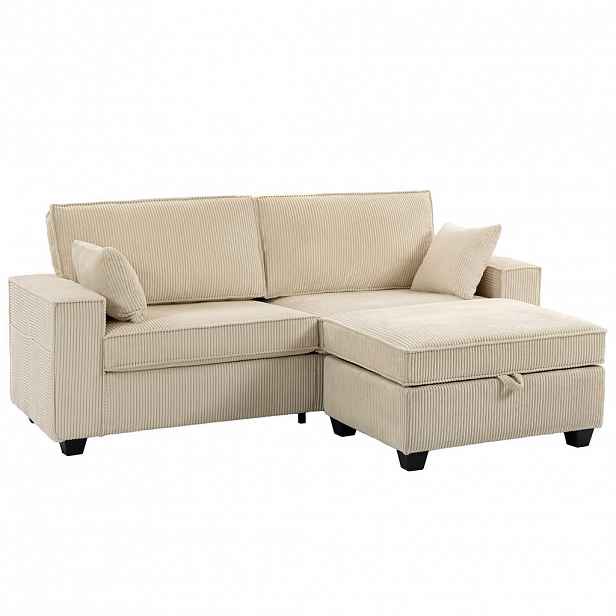 HOMCOM ROHOVÁ pohovka z manšestru (100% polyester) béžová