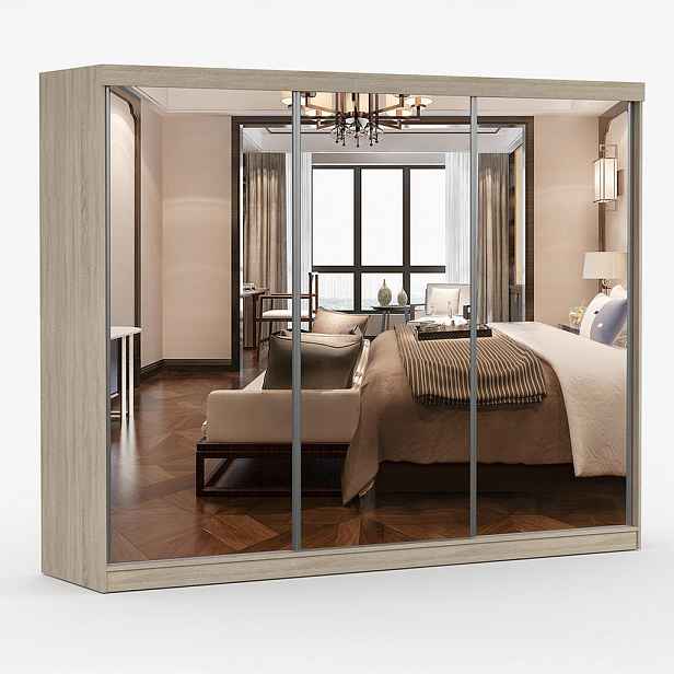 imoebel24 SKŘÍŇ s otočnými dveřmi Milan 250 cm 250/215/64 cm, 3dveřová, dub sonoma