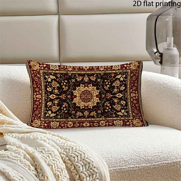 TEMU 2D PLOCHÝ - 1ks Americký Vintage Etnický Styl Dekorační Polštář, Lehký Luxusní Polštář na Pohovku do Obývacího Pokoje, Opěrka na Čelo Postele a
