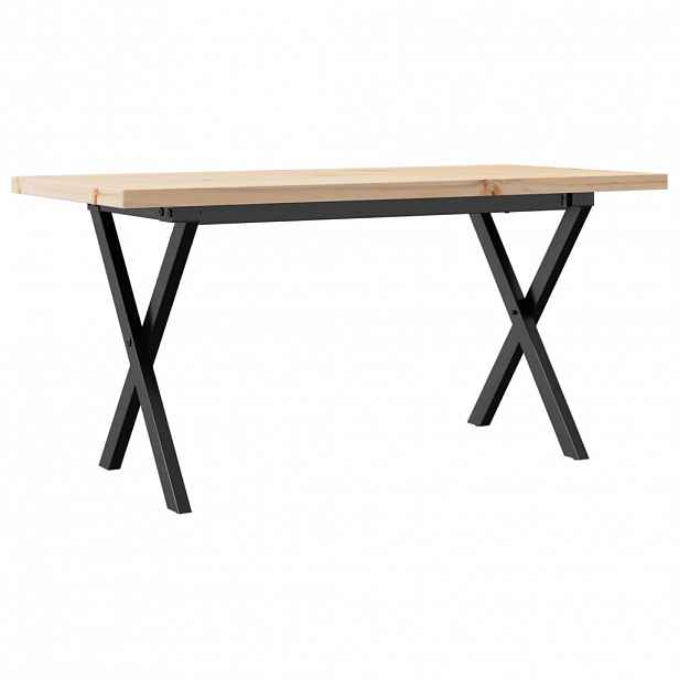 vidaXL Konferenční stolek s X rámem 90x40x45,5cm borové dřevo a ocel