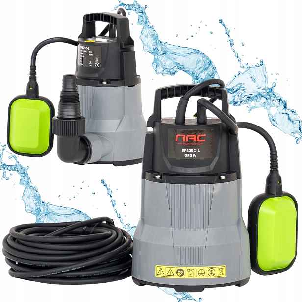 Zahradní Ponorné Čerpadlo Pro Čistou Vodu Nac SPE25-C-L 250W 8000L/H