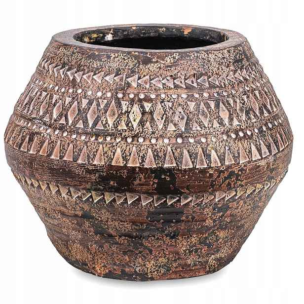 Květináč Hnědý 24x28 cm Obal Na Květináč Keramika Se Vzorem