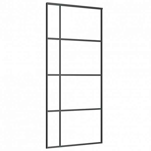 vidaXL Posuvné dveře mléčné ESG sklo a hliník 90 x 205 cm černé