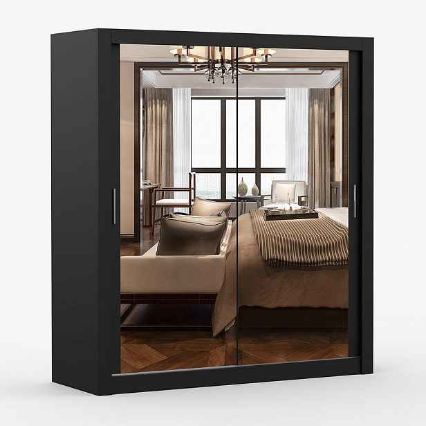 imoebel24 SKŘÍŇ s otočnými dveřmi Milan 180 cm 180/215/64 cm, 2dveřová, černý