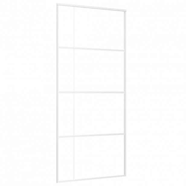 vidaXL Posuvné dveře ESG sklo a hliník 90 x 205 cm bílé
