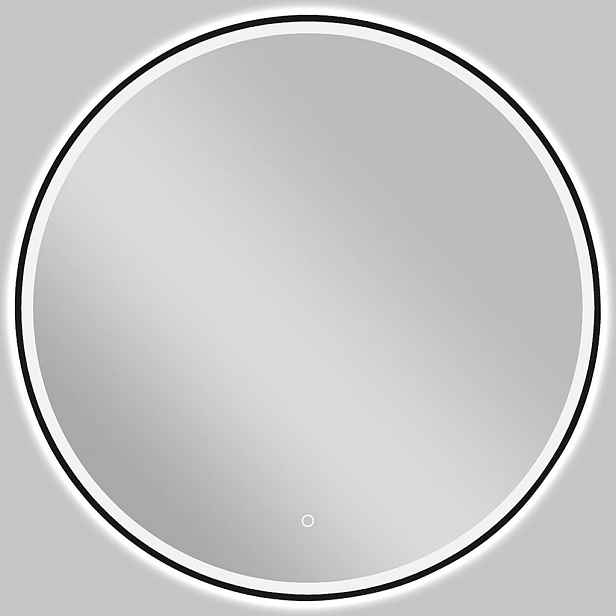 Koupelnové LED zrcadlo Vito, kovový rám - černá matná - Ø 80 cm