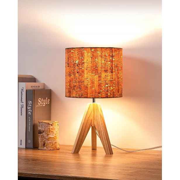 Noční Lampa Dřevěná Trojnožka E27 Boho Vintage Styl Rustikální Retro