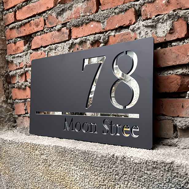 TEMU Vlastní 2D matná akrylová cedule s číslem domu - Moderní minimalistický styl, nástěnná adresní cedule s vysoce kontrastními čísly, odolná vůči
