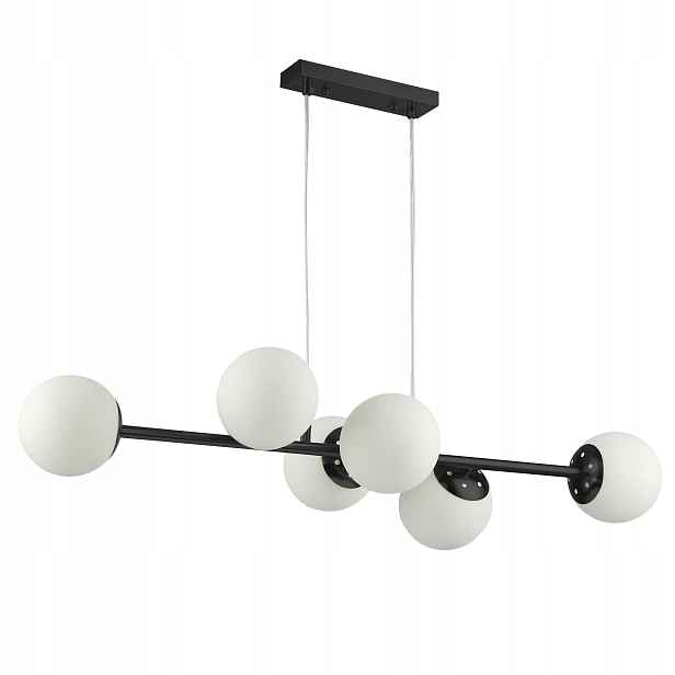 Závěsné stropní svítidlo Lustr 6x E27 Černý Kuličky 90cm