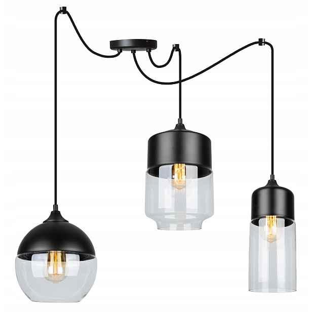 Závěsné Stropní Svítidlo Skleněný Lustr Pavouk Černý Loft Moderní