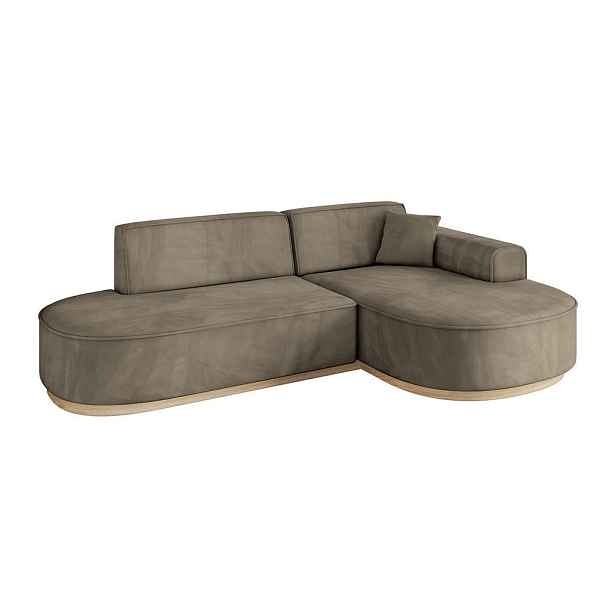 ALTDECOR ROHOVÁ SEDAČKA s otomanem, pravá MARI-L1-v1 243x171x83 Hnědá Velur