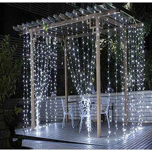 Záclona Na Drátku 300 Led Usb Bílý Studený Dálkový Ovladač