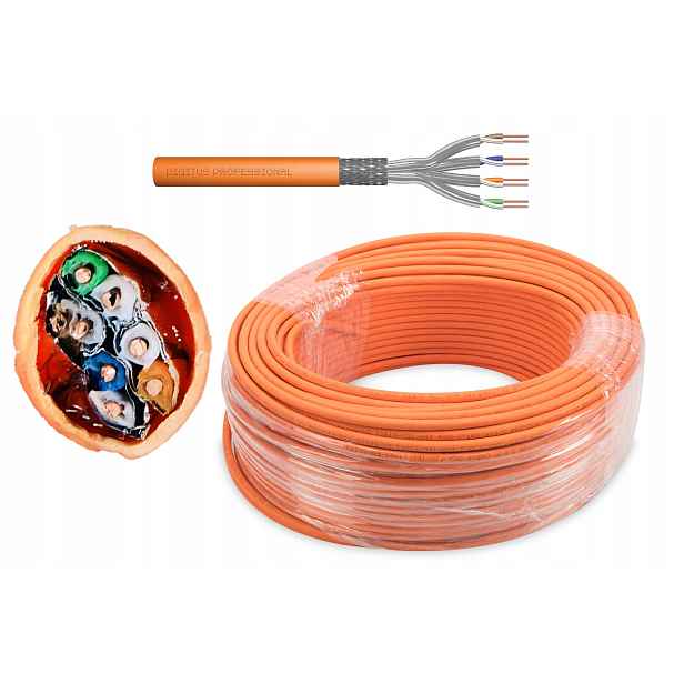 Internetový kabel síťový Lan kabel kroucený AWG23 S/ftp kat.7 drát 100 m