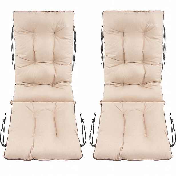 Polštář na židli 48x48x75 béžový len set 2ks