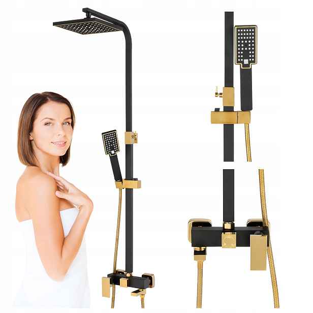 Sprchový Set Cubo S-1067BG-TW Černý/zlatý