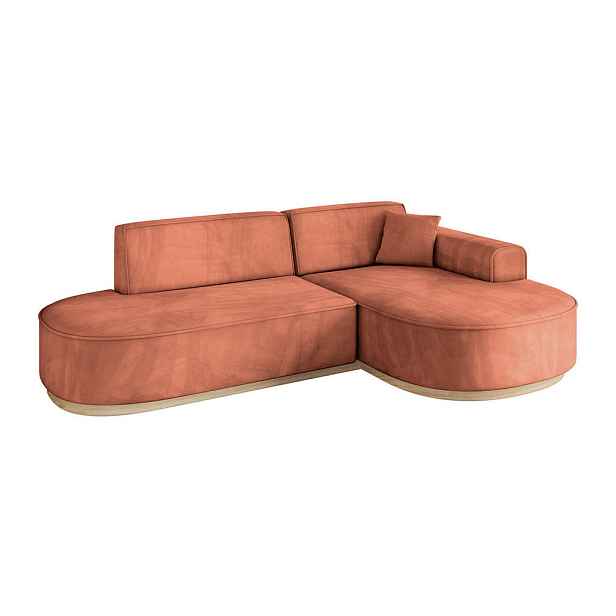 ALTDECOR ROHOVÁ SEDAČKA s otomanem, pravá MARI-L1-v1 243x171x83 Meruňková Velur