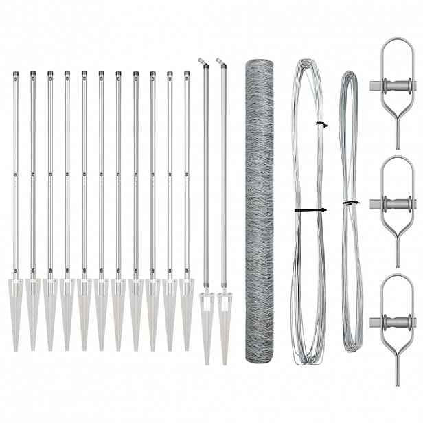 vidaXL Hexagonální plot s podpěrou 25 x 1,5 m Pozinkovaná ocel