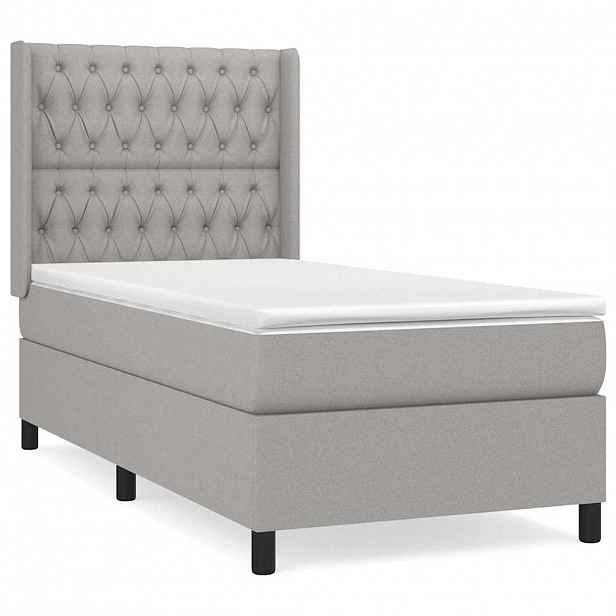 vidaXL Box spring postel s matrací světle šedá 90x190 cm textil