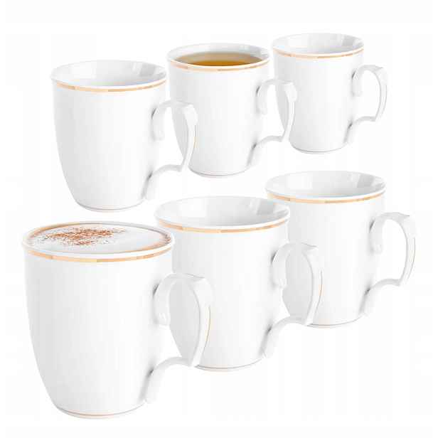 Hrnek porcelánový set MariaPaula Zlatá linka 360 ml 6 kusů