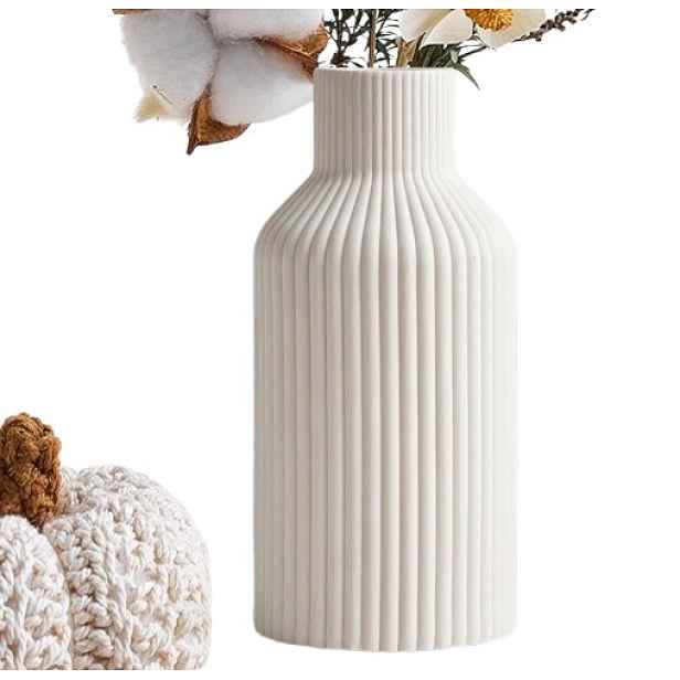 Keramická Váza 20,5 CM Bílá Boho Moderní Pro Květiny A Pampy