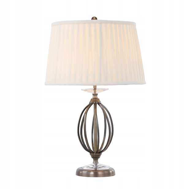Klasická mosazná stolní lampa s bílým stínidlem do obývacího pokoje 58 cm Elstead