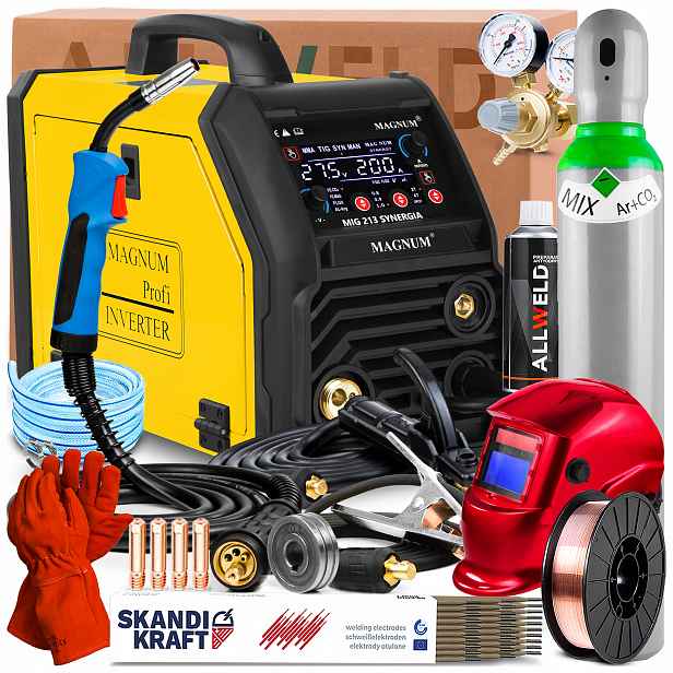 Svařovací Stroj Magnum Mig 213 Synergie 230V 200A Mma Tig Lift Pro Hliníkovou Ocel