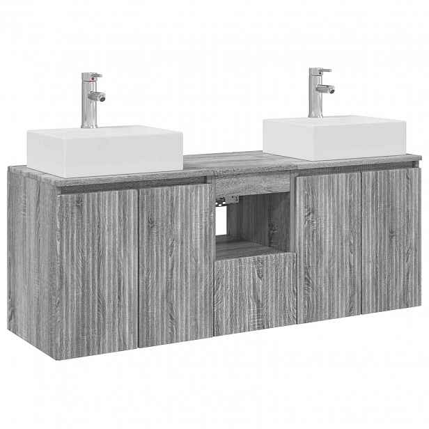 vidaXL Sada koupelnových skříněk 3 ks Šedý Sonoma 129 x 41 x 79.5 cm