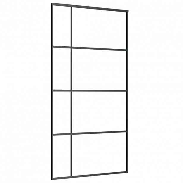 vidaXL Posuvné dveře mléčné ESG sklo a hliník 102,5 x 205 cm černé