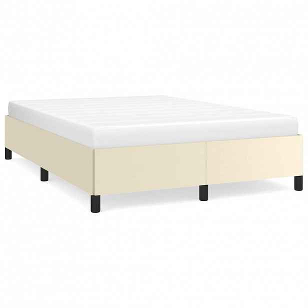 vidaXL Rám postele krémová 140 x 190 cm umělá kůže