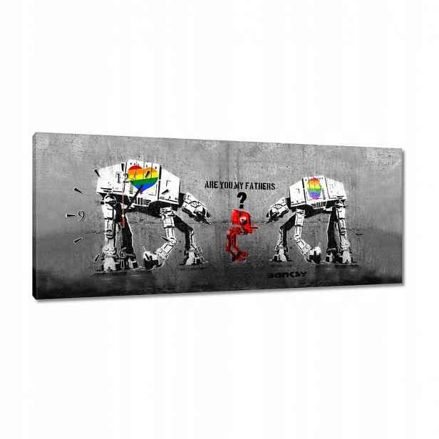Hodiny 100x40 Are you my fathers Banksy