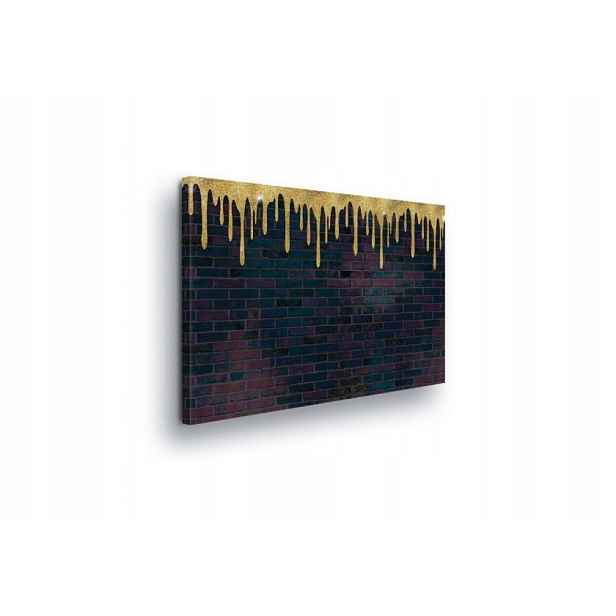 Obraz 80x60 Urban street-art graffiti zlaté skvrny cihlová zeď textura