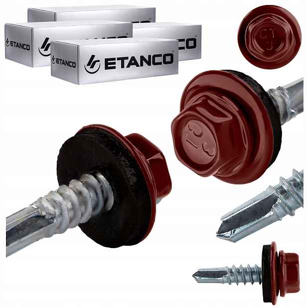 Samovrtné šrouby do kovu 3 mm 4,8 x 19 mm Ral 3009 1000 ks Etanco GT3 Z14