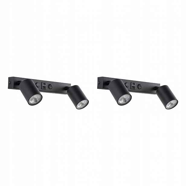 Tk Lighting Sada 2x nástěnných svítidel Reflektorová lampa Černá Kov Nex