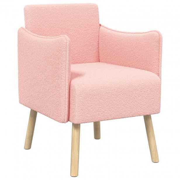 vidaXL Designové křeslo Růžová Bouclé