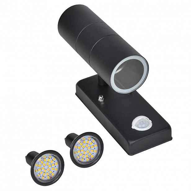 vidaXL LED nástěnné svítidlo nerezová ocel tvar válce černé se senzorem