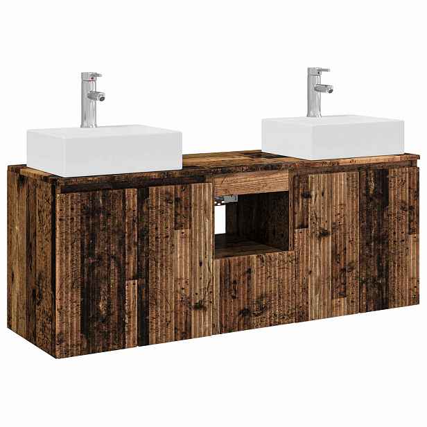 vidaXL Sada koupelnových skříněk 3 ks Staré dřevo 129 x 41 x 79.5 cm