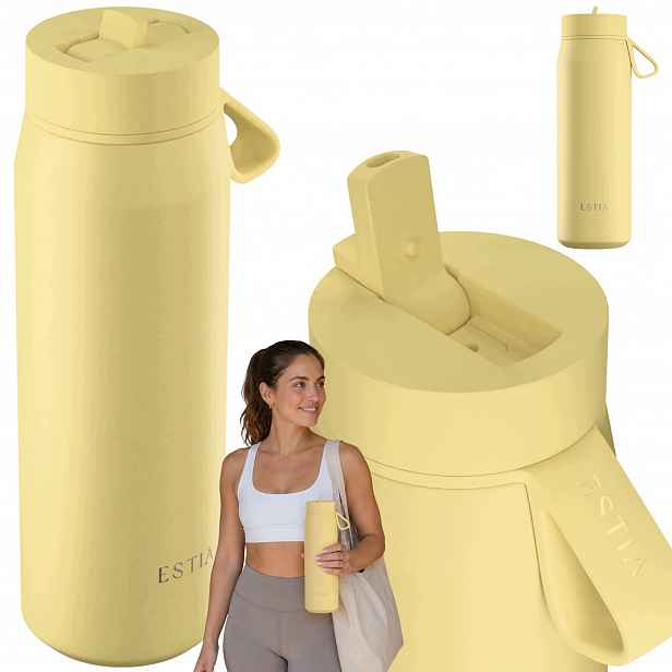 Termohrnek láhev na pití Máslový žlutý Láhev 500 ml na čaj a kávu 12h-24h