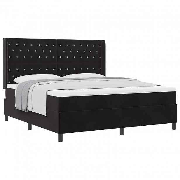 vidaXL Postel s boxspringem s matrací s čelo Černá 180 x 200 cm samet