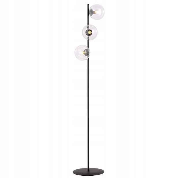 Minimalistická stojací lampa Rossi LP3, černá, 3 průhledná stínítka