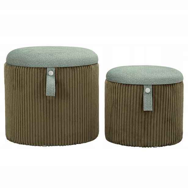 Pufy S Úložným Prostorem Polyester Zelené Ø 38 CM Ø 32 CM 2 Ks